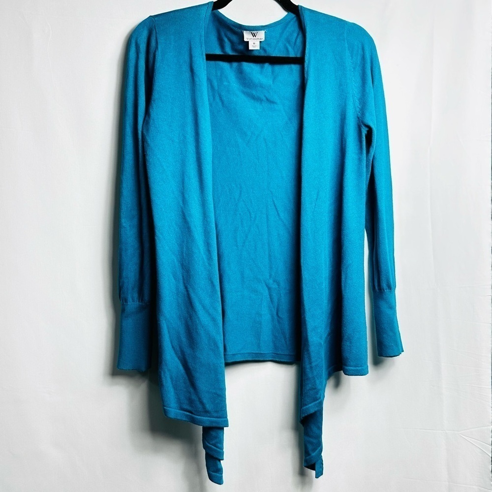 Worthington Women’s Sz Medium Blue Long Sleeve Open Shawl Cardigan Sweater Top
